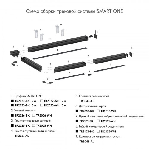 Шинопровод Denkirs Smart One TR2023-BK