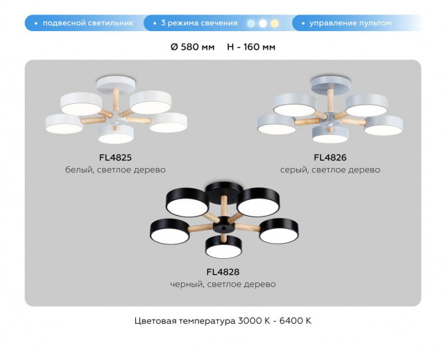 Потолочная светодиодная люстра Ambrella light Comfort LineTech FL4826