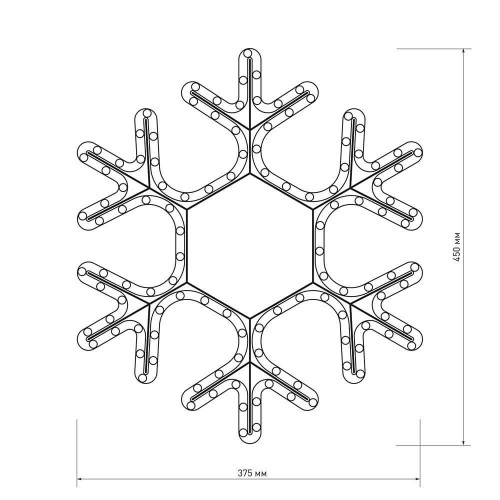 Светодиодная фигура Ardecoled Снежинка ARD-Snowflake-M7-450X375-126Led Warm 025315