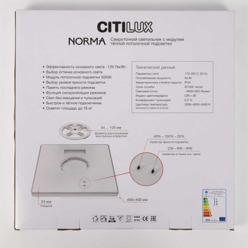 Потолочный светодиодный светильник Citilux Norma CL748K400