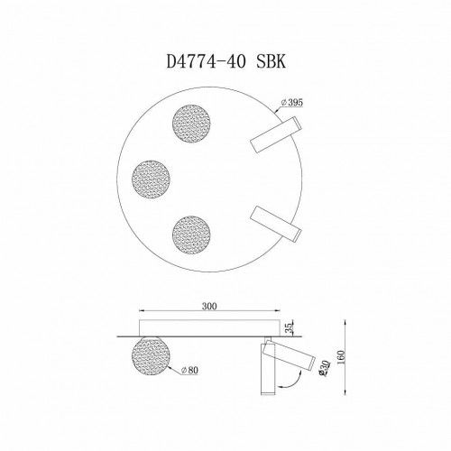 Потолочный светильник iLedex Telescope D4774-40 SBK