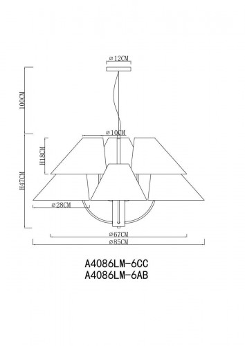 Подвесная люстра Arte Lamp Rondo A4086LM-6CC