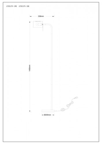 Торшер Arte Lamp Sebastian A7051PN-1BK