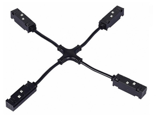 Коннектор питания Х-образный Hesby Lighting ElDeko для шинопровода 48В, чёрный HSBL_0153